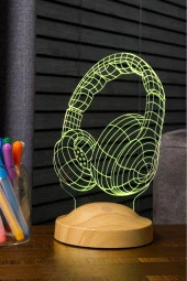 SEVGİ LAMBASI Kulaklık, Müzisyen Hediyesi, Dj Hediyesi 3d Led Lamba - 3