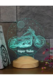 SEVGİ LAMBASI Babalar Günü Hediyesi, Babaya Motor Hediyesi, Süper Baba Motor, Motorsiklet Chopper Led Lamba - 6