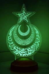SEVGİ LAMBASI Ayyıldız Ve Hilal, 3d Ayet Yazılı Ayyıldız, 3 Boyutlu Led Lamba - 6