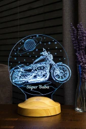 SEVGİ LAMBASI Babalar Günü Hediyesi, Babaya Motor Hediyesi, Süper Baba Motor, Motorsiklet Chopper Led Lamba - 3