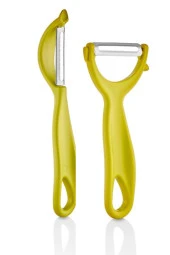 2 Adet Çok Amaçlı Yan ve Sapan Soyacak, Meyve Sebze Paslanmaz Çelik Bıçaklı Soyucu 2’li Set Yeşil thumbnail 4