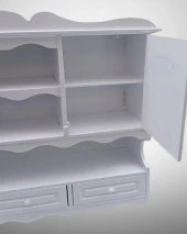 Hobi ADN 90353 Dekoratif Mutfak Dolap 3Çekm Terek MDF Parlak Beyaz lake El Yapım - 2