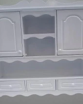 Hobi ADN 90353 Dekoratif Mutfak Dolap 3Çekm Terek MDF Parlak Beyaz lake El Yapım - 4