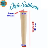 Ahşap Ayak Sehpa Masa Baza Çekyat Puf Tabure Ünite Koltuk Ayağı Mobilya Ayakları Silindir Destek M8 Civatalı 30 cm - 2