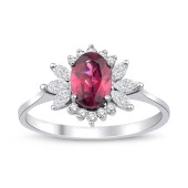 Lotus Çiçeği Rhodolite Tektaş Pırlanta Yüzük thumbnail 1