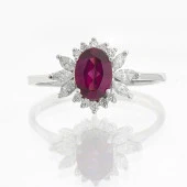 Lotus Çiçeği Rhodolite Tektaş Pırlanta Yüzük thumbnail 3