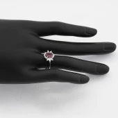 Lotus Çiçeği Rhodolite Tektaş Pırlanta Yüzük thumbnail 4