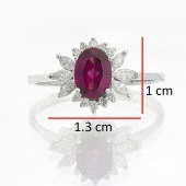 Lotus Çiçeği Rhodolite Tektaş Pırlanta Yüzük thumbnail 5