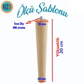 Ahşap Ayak Sehpa Masa Baza Çekyat Puf Tabure Ünite Koltuk Ayağı Mobilya Ayakları Silindir Destek M8 Civatalı 20 cm thumbnail 2