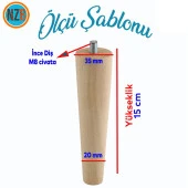 Ahşap Ayak Sehpa Masa Baza Çekyat Puf Tabure Ünite Koltuk Ayağı Mobilya Ayakları Silindir Destek M8 Civatalı 15 cm thumbnail 2