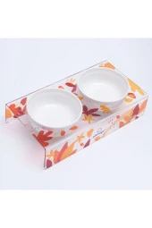 Petmagic Akrilik Pleksi Seramik Kase Ikili Kedi Mini Irk Köpek Evcil Hayvan Mama Ve Su Kabı-Sonbahar - 3