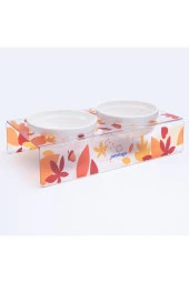 Petmagic Akrilik Pleksi Seramik Kase Ikili Kedi Mini Irk Köpek Evcil Hayvan Mama Ve Su Kabı-Sonbahar - 4