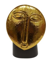 Biev Metal Vazo Yüz Kabartmalı 26x14x36 cm - 1