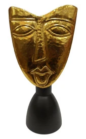 Biev Metal Vazo Yüz Kabartmalı 21x16x43 cm - 1