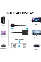 VGA PC'yi HDMI Monitöre Projektöre Bağlamak için VGA - HDMI Dönüştürücü VGA Erkek - HDMI Dişi - 5