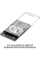 Yeni Vidasız Sürgülü 2.5" USB 3.0 Harici SSD Harddisk Şeffaf Taşınabilir HDD Kutusu Transparan - 2