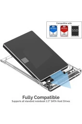 Yeni Vidasız Sürgülü 2.5" USB 3.0 Harici SSD Harddisk Şeffaf Taşınabilir HDD Kutusu Transparan - 3