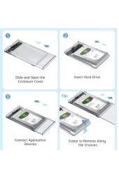 Yeni Vidasız Sürgülü 2.5" USB 3.0 Harici SSD Harddisk Şeffaf Taşınabilir HDD Kutusu Transparan - 5