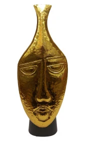 Biev Metal Vazo Yüz Kabartmalı 22x12x58 cm - 1