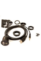 USB 2.0 - 3.5mm Aux Uzatma Kablo ve Montaj Aparatı USB Aux Panel Tipi Araba Motosiklet Tekne thumbnail 3