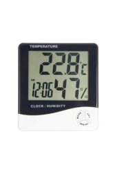 Dijital Ekranlı Termometre Saat - Alarm, Sıcaklık, Nem Ölçer Masa Saati thumbnail 2