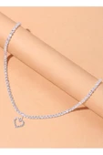 Kalp Detaylı Kristal Taşlı Rhinestone Kalpli Kolye - 1