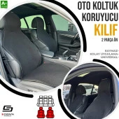 S-Dizayn Oto Koltuk Koruyucu Kılıf Siyah Universal 2 Parça Ön A+ Kalite - 1