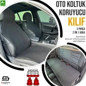 S-Dizayn Oto Koltuk Koruyucu Kılıf Siyah Universal 2+1 Parça Ön Arka A+ Kalite - 1