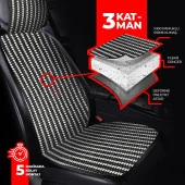 S-Dizayn Oto Koltuk Koruyucu Kılıf Çizgili Füme Beyaz Universal 2+1 Parça Ön Arka A+ Kalite - 4