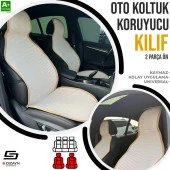 S-Dizayn Oto Koltuk Koruyucu Kılıf Krem Universal 2 Parça Ön A+ Kalite - 1