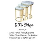 Brc Eko  13385 C Zigon eyaz Mermer Desen Gold Pirinç Kaplama Metal Ayak El Yapım - 1