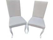 Sandalye 18577 Giydirm Terletmez Keten Kumaş Kayın Aslan ayak Parlak Beyaz El Yap thumbnail 6