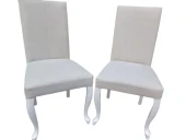 Sandalye 18577 Giydirm Terletmez Keten Kumaş Kayın Aslan ayak Parlak Beyaz El Yap thumbnail 7