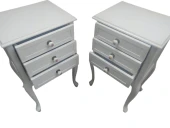 Komodin 18570 Klasik Model Kayın Aslan Ayak 2Ad Parlak Beyaz Renk Porselen Kulp - 1