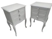 Komodin 18570 Klasik Model Kayın Aslan Ayak 2Ad Parlak Beyaz Renk Porselen Kulp - 4