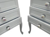 Komodin 18570 Klasik Model Kayın Aslan Ayak 2Ad Parlak Beyaz Renk Porselen Kulp - 6