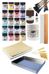 EBRU SETİ - PROFESYONEL EBRU BAŞLANGIÇ SETİ FULL SET NO:2 - EBRU BOYALARI thumbnail 1