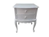 Komodin 18492 Klasik Model Bombe Kayın Aslan Ayak 2 Çek Parlk Beyaz Porselen Kulp - 1