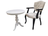 Sandalye Berjer 18480 Model Kayın ASLAN Baba ayak Fiskos Siyah Terletmez keten - 1