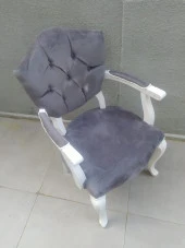 Fiskos-Berjer18378 Sandalye Kelebek Parlak beyaz-ceviz KapitonE Kumaş Aslan ayak - 4