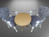 Fiskos-Berjer18378 Sandalye Kelebek Parlak beyaz-ceviz KapitonE Kumaş Aslan ayak - 2