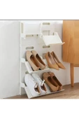 1 Adet   Lyon Krem Ayakkabı Rafı Dikey İstiflenebilir Çok Katmanlı Yerden Tasarruflu Raf thumbnail 3