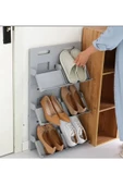 1 Adet Lyon Gri Ayakkabı Rafı Dikey Istif Banyo Terlik Kutusu Ayakkabılık Raf Kapı Önü thumbnail 2