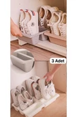 3 Adet Roma Ayakkabı Rampası Terlik Düzenleyici 3 Bölmeli Kutu Dikey Rampa Bölmeli Ayakkabılık thumbnail 1