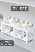 2 Adet Venedik Banyo Rafı Makyaj Takı Kozmetik Rafı Düzenleyici 2 Katlı Parfüm Krem Standı - 1
