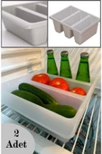 2 Adet Roma Bölmeli Sebze Meyve Düzenleyici Saklama Kabı Dolap Içi Düzenleyici Kutu thumbnail 2
