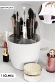 7 Bölmeli Beyaz Makyaj Fırçası Ve Kozmetik Düzenleyici Şeffaf Kapaklı Toparlayıcı Organizer thumbnail 1