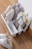 2 Adet Roma Ayakkabılık Dikey Ayakkabı Rampası 3 Bölmeli Terlik Düzenleyici Organizer - 4