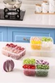 8 Adet Dondurulmuş 400 ml 4 Bölmeli Öğünlük Et Sebze Saklama Kabı - Kıyma Tavuk Buzluk Organizer - 2
