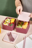2 Adet Kare 2 Katlı 1013 Lunch Box Yemek Saklama Kabı Beslenme Kutusu Seti Sporcu Öğrenci Diyet Kabı - 2